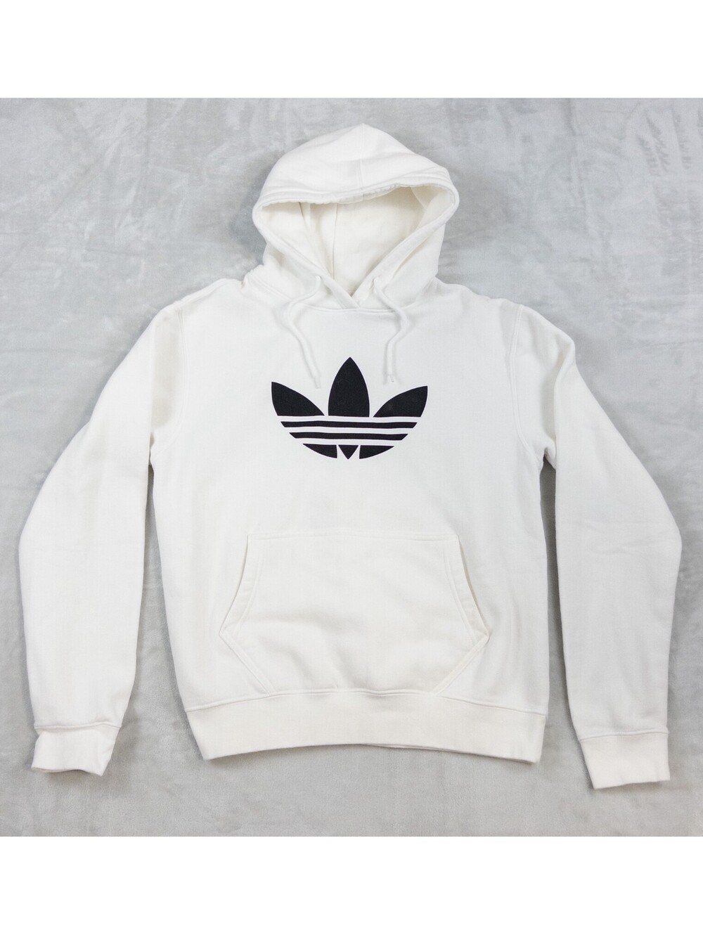 Adidas Originals Trefoil Hoodie Mens Medium White Black Logo Pullover Sweatshirt